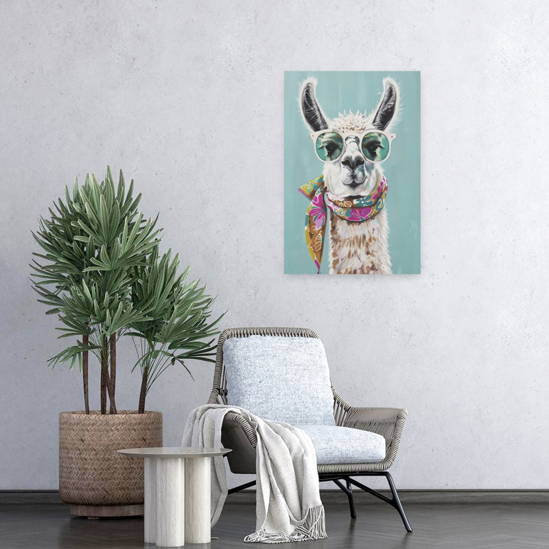Élégant lama, art mural moderne, 24" H x 16" W