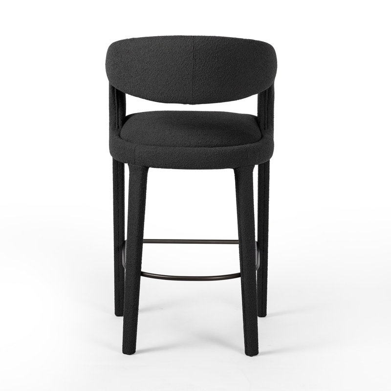 Hawkins Stool, Fiqa Charcoal Boucle/Polyester, Counter Stool (26.57" Seat Height)