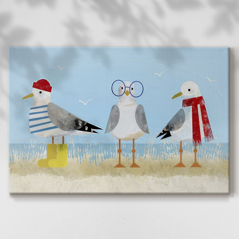 Trio de mouettes Sassy I - Cavas enveloppés de galerie, 40 x 60
