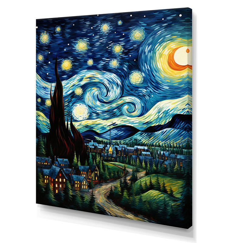 «Masterwork The Starry Day» par Vincent VI, reproduction sur toile, H 20 po x l 12 po x P 1 po, Toile tendue