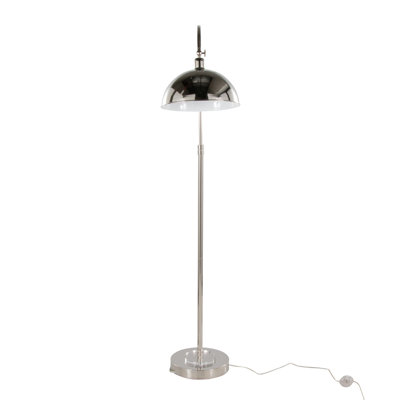 Metal Floor Lamp in Polished Nickel and Clear K9 Crystal with White Metal Accents