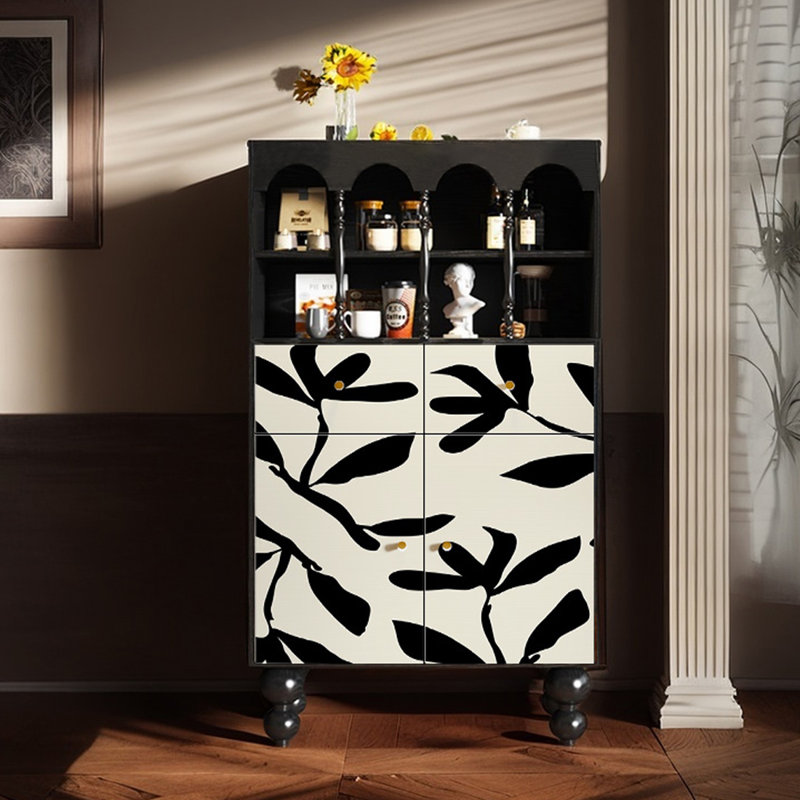 Armoire d'appoint en bois de style français, Noir, noir, noir, noir