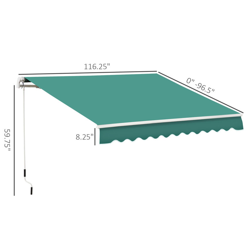 Auvent rétractable 8 ', H 59 po x l 116,2 po x P 96,5 po, Vert
