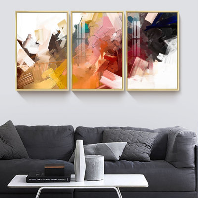 3 pièces, peinture sur toile encadrée