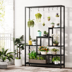 27 in. Tall Metal Potted Holder Rack Flower Pot Stand Heavy Duty Plant  Shelf Rustproof Iron