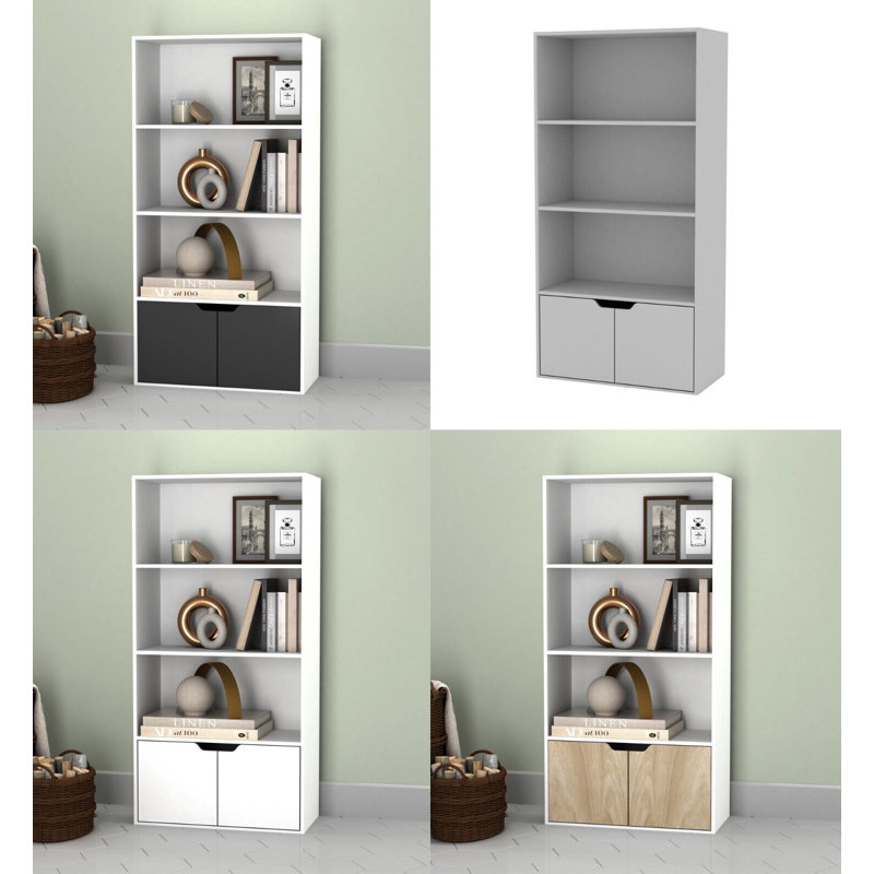 Kyonna 118cm H x 58cm W Standard Bookcase, White, 58cm H x 118cm W x 29cm D