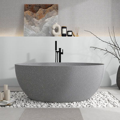 Baignoire de trempage autoportante 63 po avec drain central 63 po Terrazzo