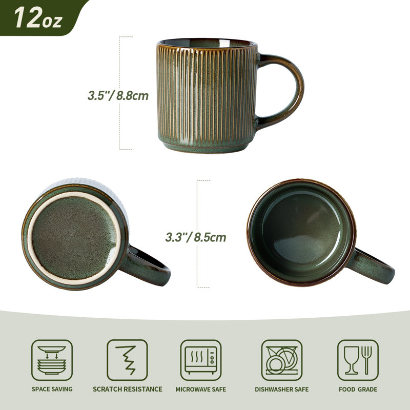 Ensemble de tasses en grès 4 pièces (ensemble de 4), Moss