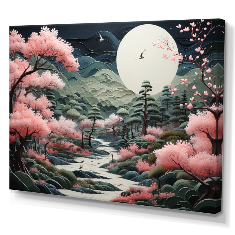Art asiatique zen jardin - impression, Toile tendue, H 34 po x l 44 po x P 1,5 po