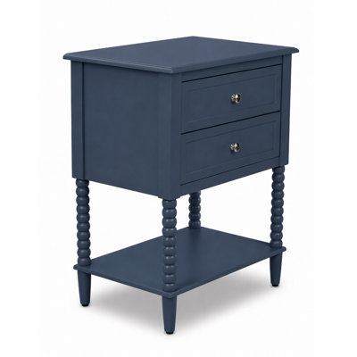  Table d'appoint à deux tiroirs Preston, table d'appoint traditionnelle avec deux tiroirs de rangement et tablette inférieure, table de bout ou de chevet classique pour le salon ou la chambre à coucher, blanc