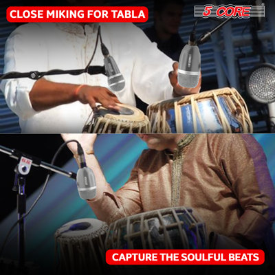 5 Core Tabla Mic Indian Instrument Microphone Set for Bayan Dayan Dholak Mic for Studio Stage Temple