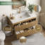 Meuble-lavabo autoportant à un lavabo de 90 cm avec comptoir beige en SMC-521508983-521508980