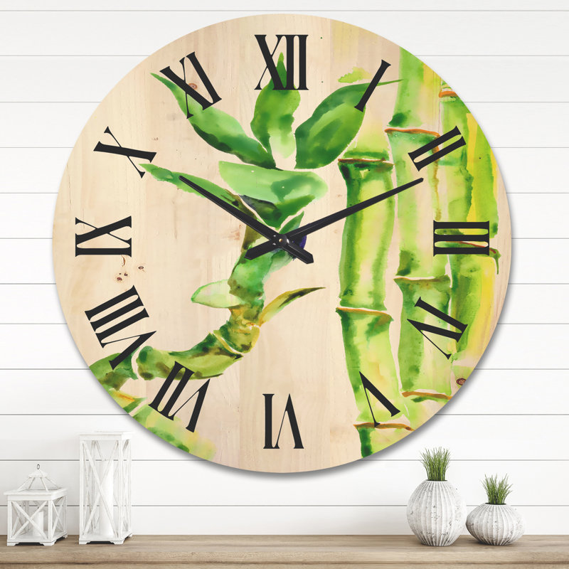 Horloge murale en bois Bamboo Branches in the Forest VI, Très grand