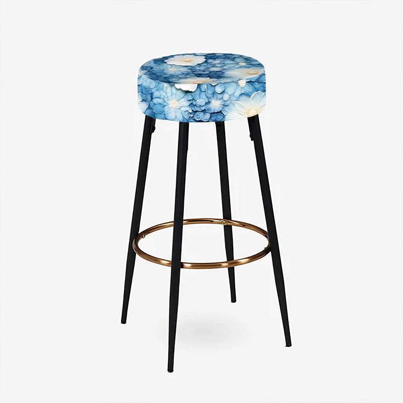Ensemble de 2 tabourets de bar en marbre bleu et blanc