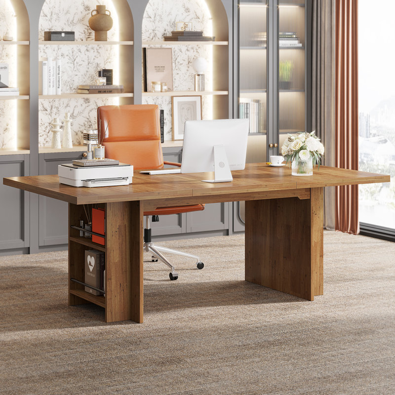 Aaliyahmarie Executive Desk, Mottled Brown