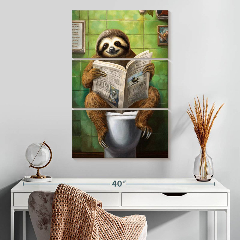 Ketti Sloth On A Toilet, 32" H x 20" W