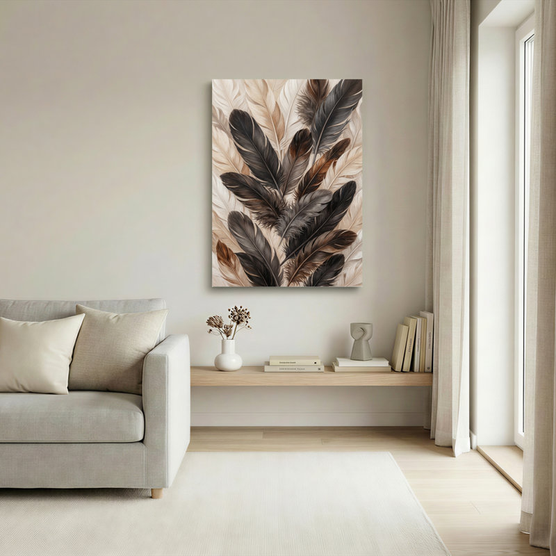 Ensemble de 1 tableau sur toile à motif de plumes, 24"H x 18"W, Wrapped Canvas