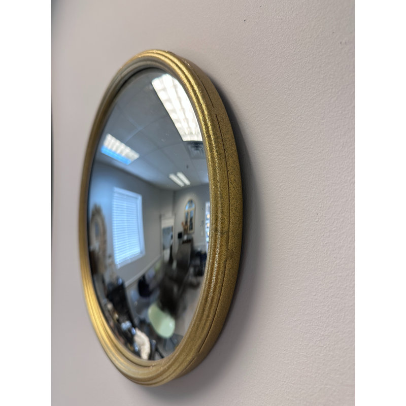 Miroir rond convexe avec cadre en métal au fini doré, 10,25 po x 10,25 po