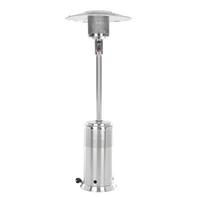 Fire Sense Pro Series Patio Heater with Wheels 50,000 BTU Output Ignition System - Stainless Steel