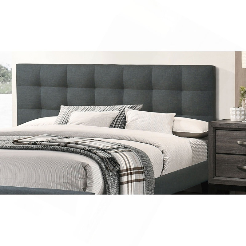 Mobilier de chambre à coucher moderne avec lit de taille grand lit 1pc, Gris anthracite, Grand lit