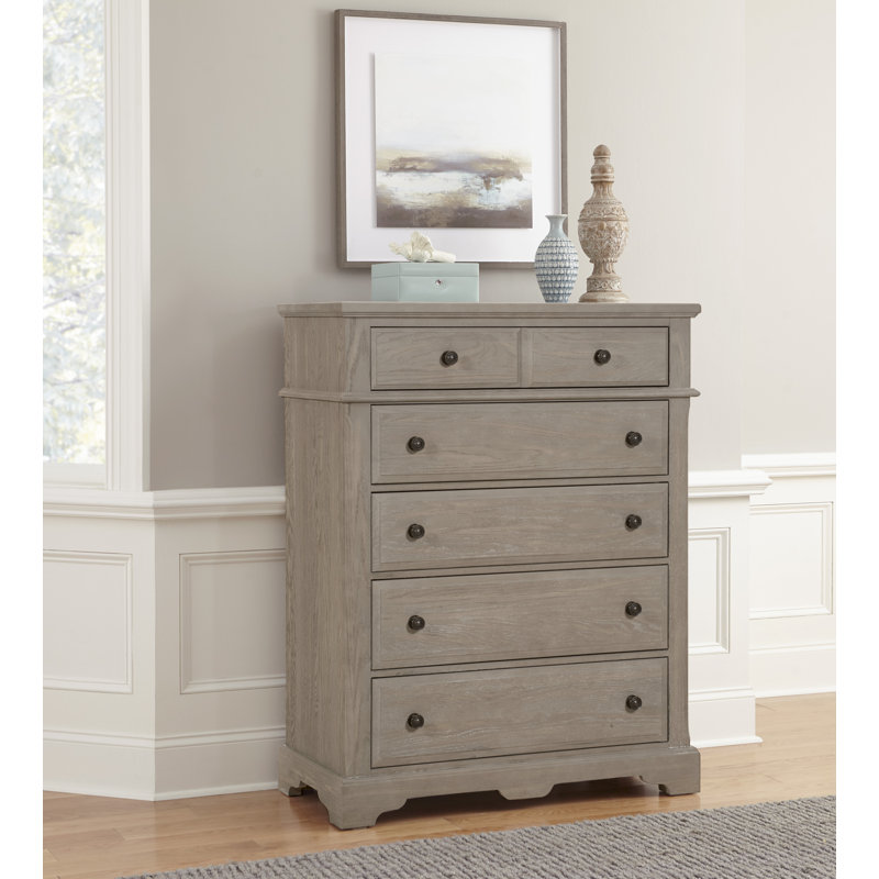 Commode en bois massif 6 tiroirs Millers, Gris