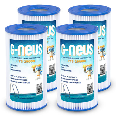 Filtre pour piscine et spa G-NEUS | Remplace le type A ou C, compatible avec Intex 29000E / 59900E | Cartouche de remplacement haute performance, paquet de 4