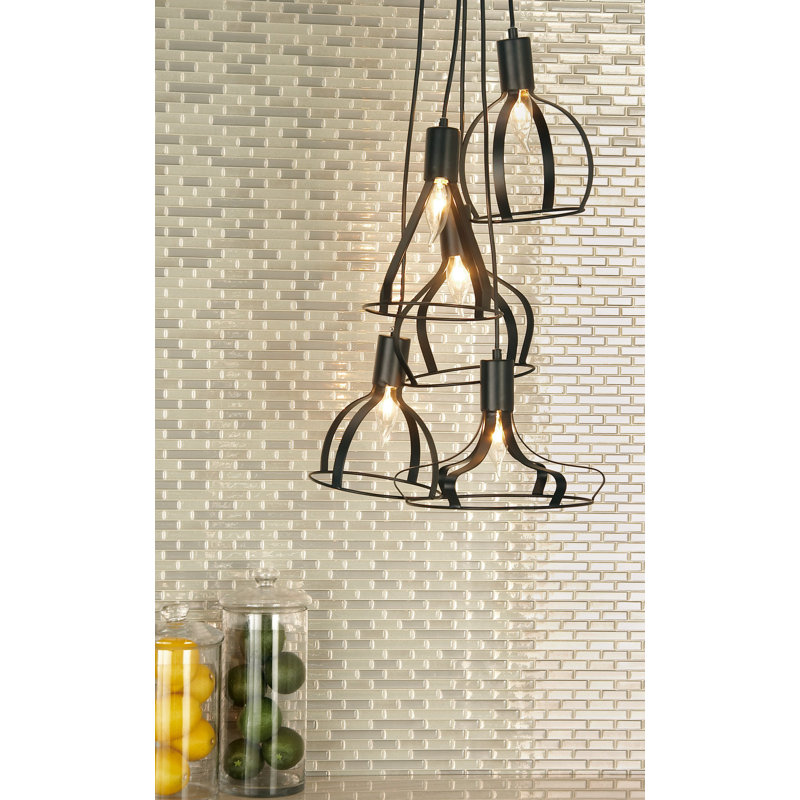 Luminaire suspendu géométrique 5 lumières grappe Comer, H 58 po x l 18 po x P 18 po, Gris