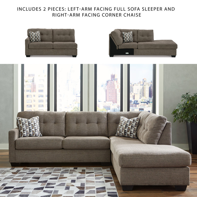 Upholstered L-Shaped Sectional, Right Hand Facing, Chocolate