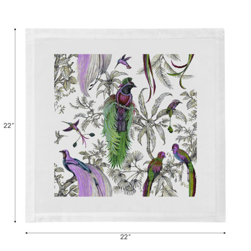 Audubon Exotica Cotton Blend Square Napkins, Lilac Green