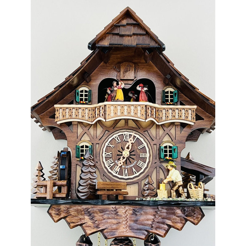  8-Day Musical German Black Forest Cuckoo Clock with Woodchopper