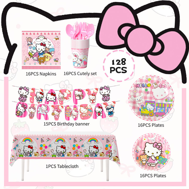 Ensemble de vaisselle Hello Kitty Birthday Party