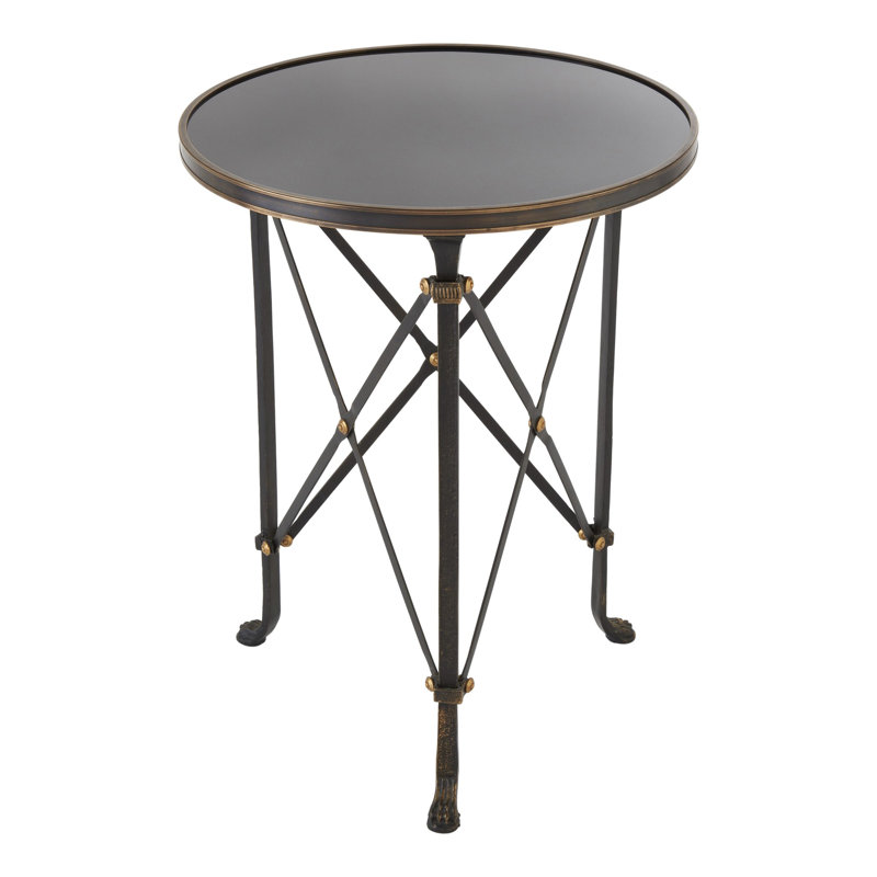 Directoire End Table, Iron/Black Granite
