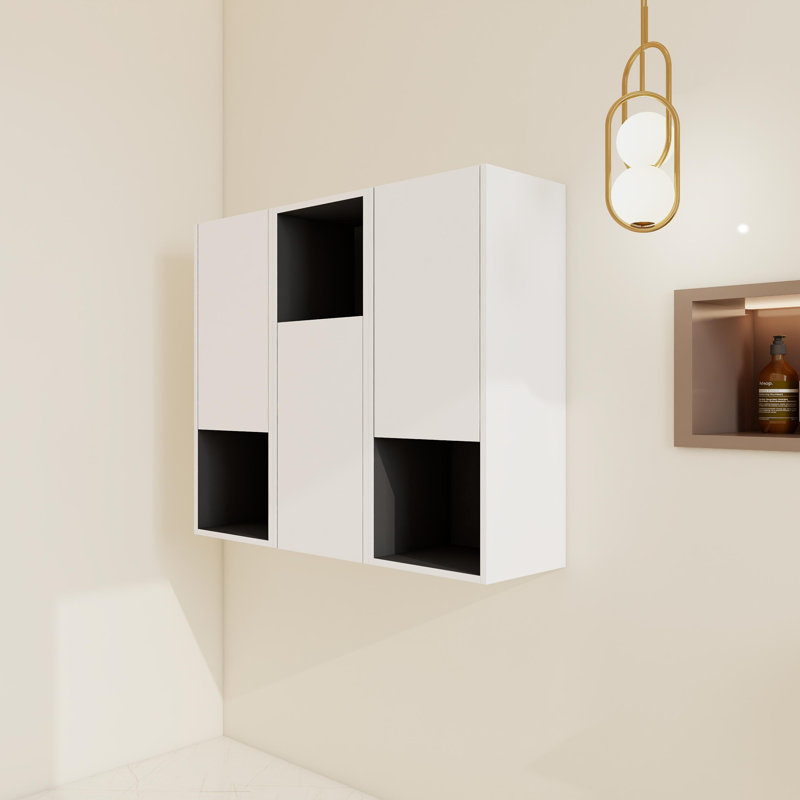 36" Wall Mounted Required Linen Cabinet With 3 Soft Close Doors, White