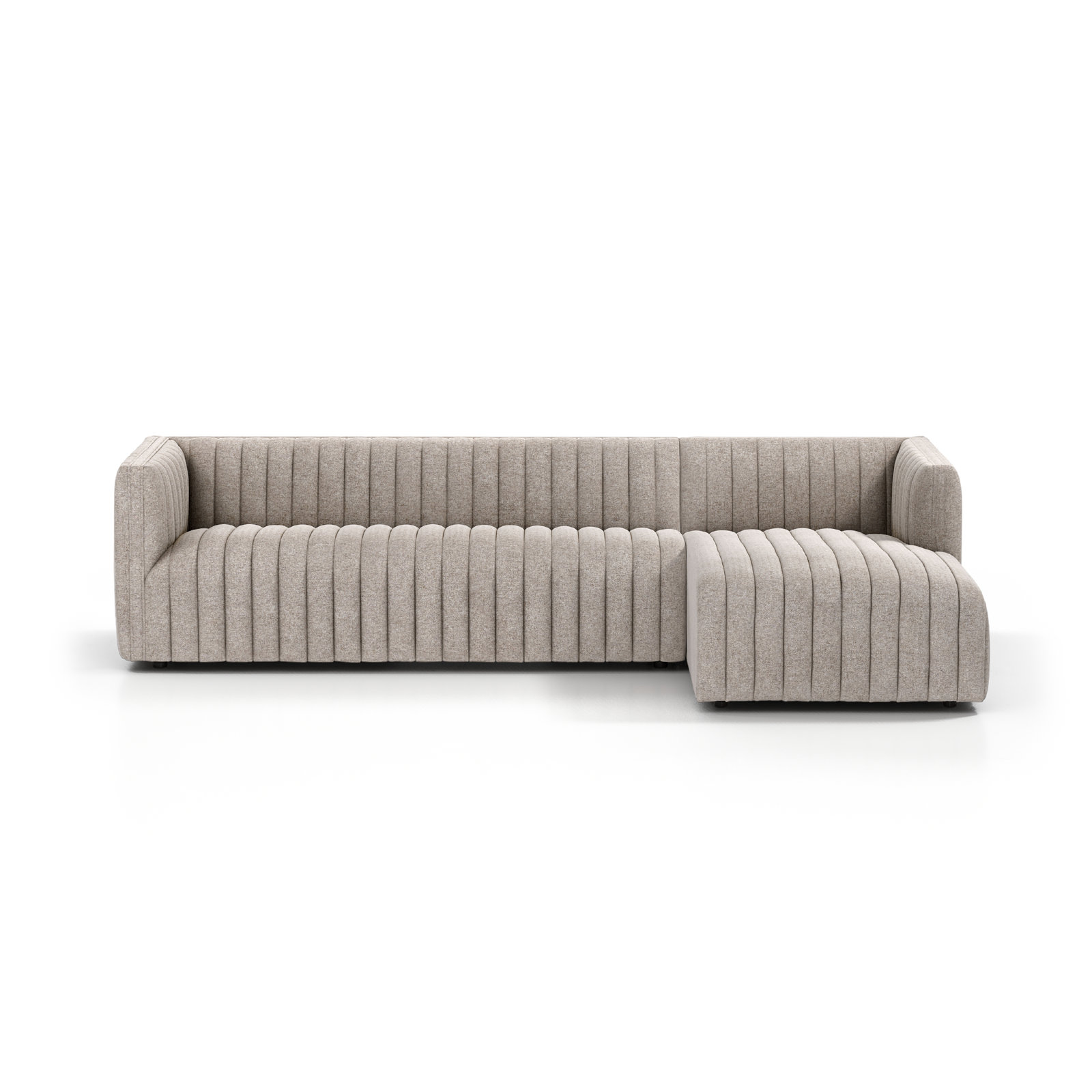 Brandt Upholstered Chaise L-Sectional, Right Hand Facing, Orly Natural Velvet, 26" H X 105" W X 64" D