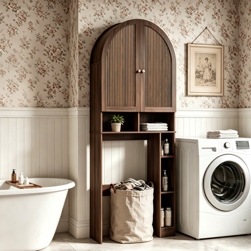 Armoire de rangement au-dessus de la toilette pour salle de bain, Noyer