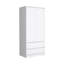 Armoire 2 tiroirs Austin, double porte, tringle - blanc