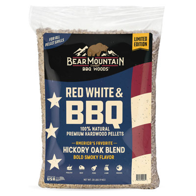 Bear Mountain BBQ, édition limitée, blanc, rouge et granules de bois pour barbecue, 20 livres, bleu