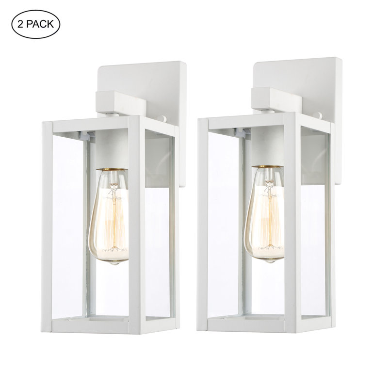 Outdoor Wall Lantern with Off-white Finish, 13.3" H x 5" W x 6" D, Off-White