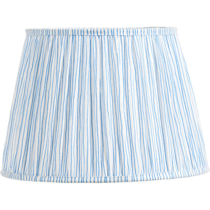 Pleated Cotton Lamp Shade, Blue, 28cm H x 40cm W x 40cm D