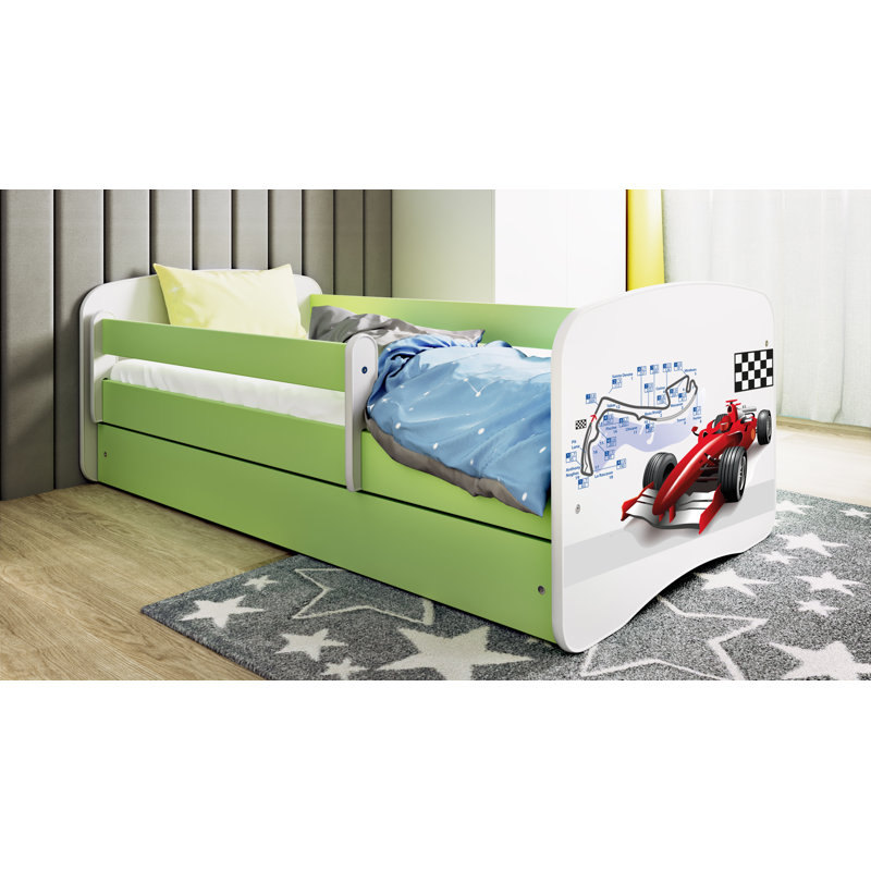 Cicero Drawer Bed and Mattress, Toddler (70 x 140 cm), Green/White