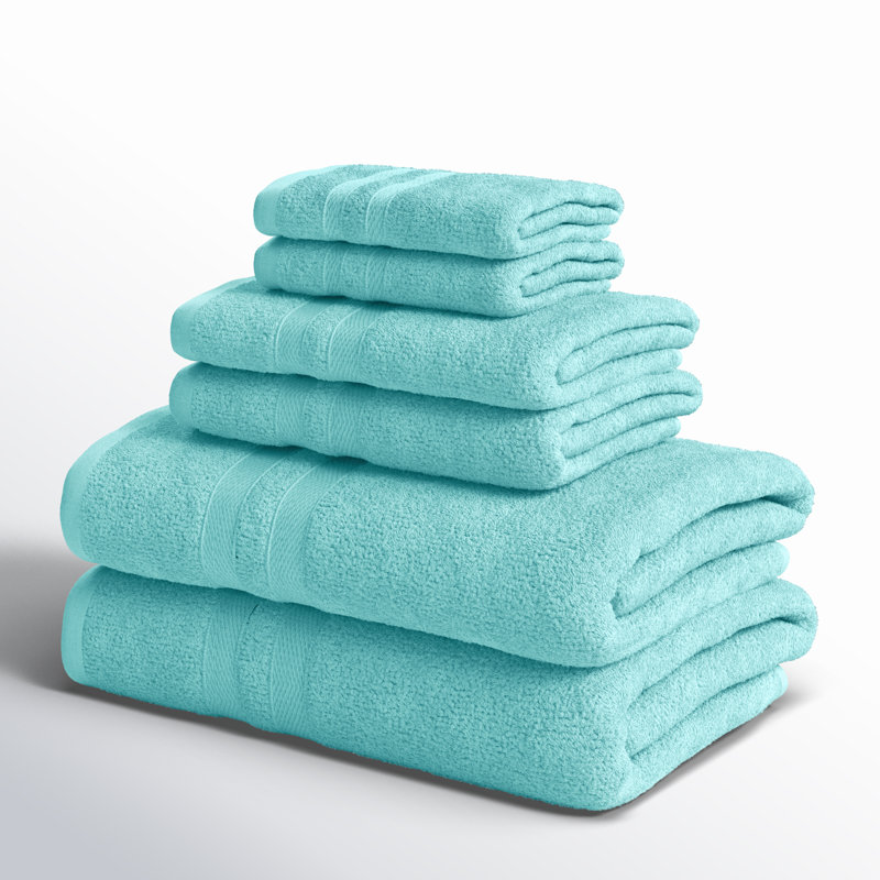 Ensemble de serviettes 100% coton Amoy, Cyan