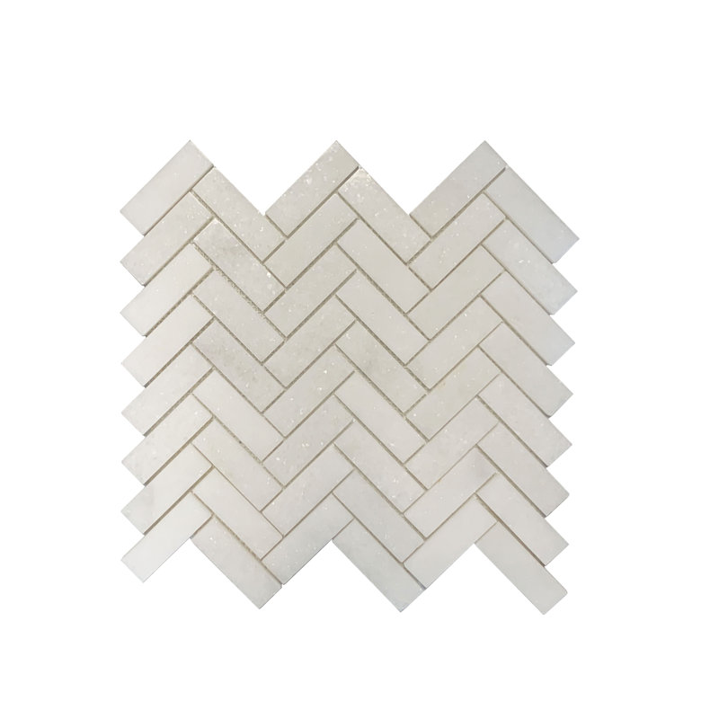 1 in. x 3 in. Herringbone Polished Marble Tile