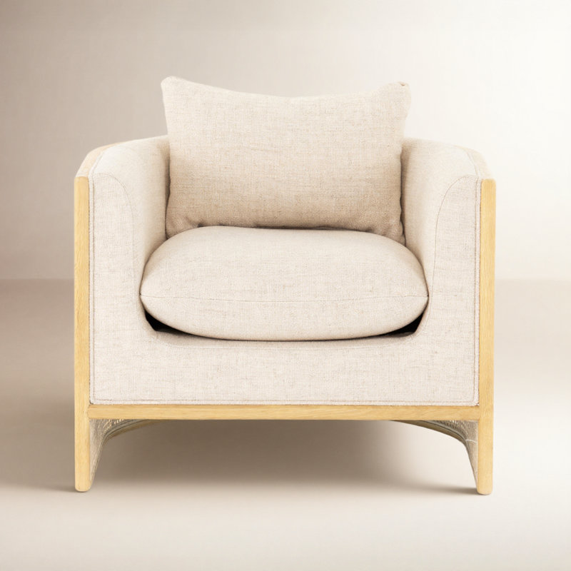 Isidor Upholstered Barrel Chair, Natural Oak, Thames Cream