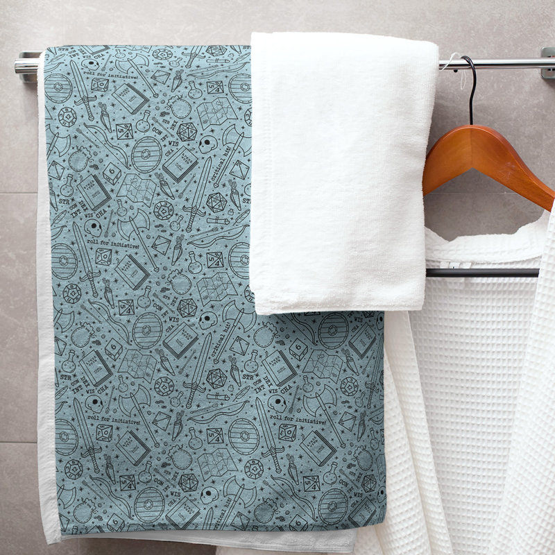 Serviette de bain classique, Bleu/noir