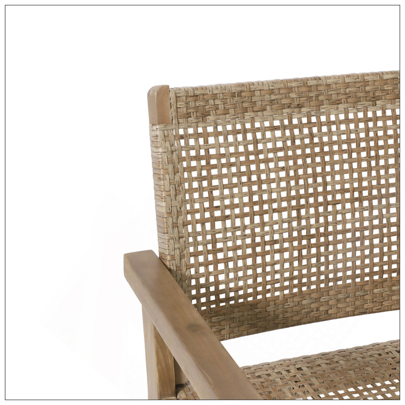 Causeuse d'extérieur durable en osier et bois d'acacia, conception résistante aux intempéries pour le confort et le style du patio