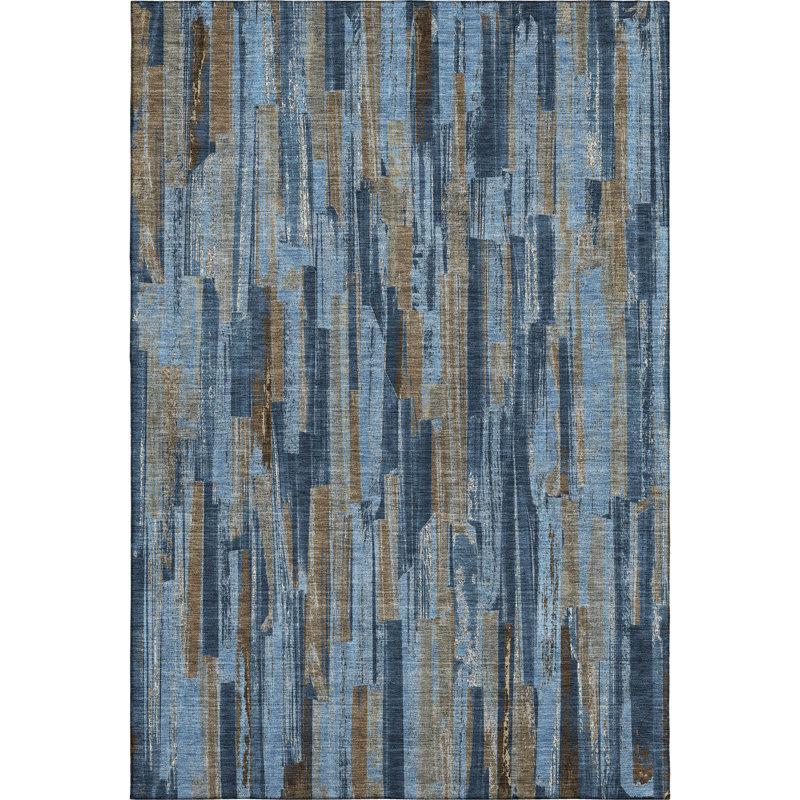 Premium Machine Washable Mayfield AMF2255 Striped Rug, Navy, 9' x 12'