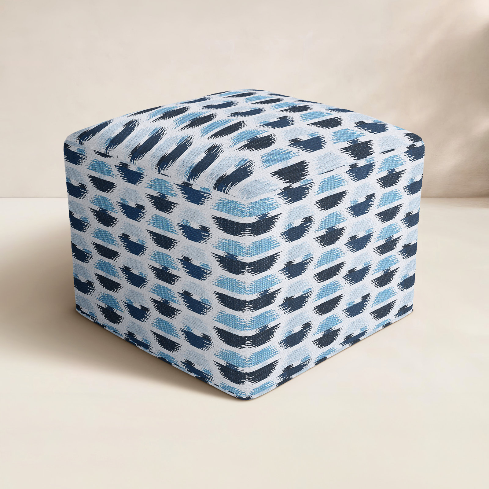 Eliana  Upholstered 18" Ottoman, 18"H x 22"W x 22"D, Sunbrella Wayward Sky