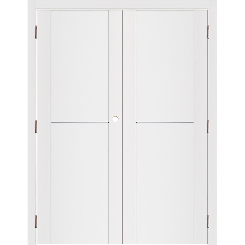 Double porte intérieure stratifiée blanc doux pré-suspendu Stile 002, 48 po x 80 po, S'ouvre à gauche vers l'intérieur