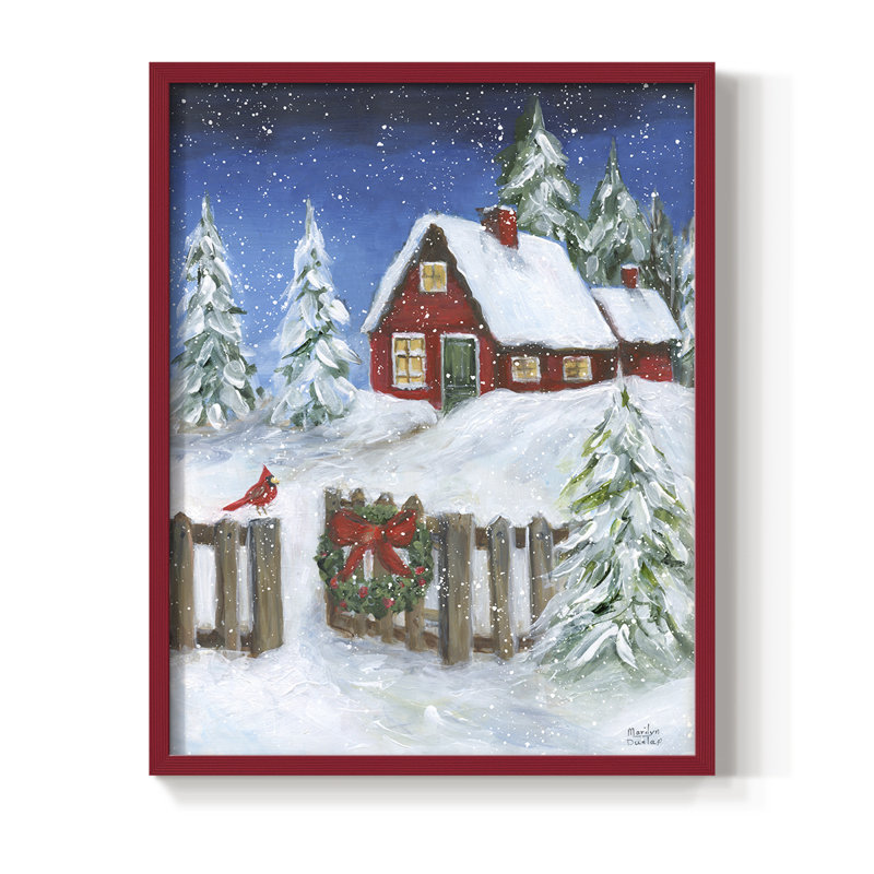Cozy Christmas, reproduction encadrée - bois massif, H 11 po x l 9 po, Rouge