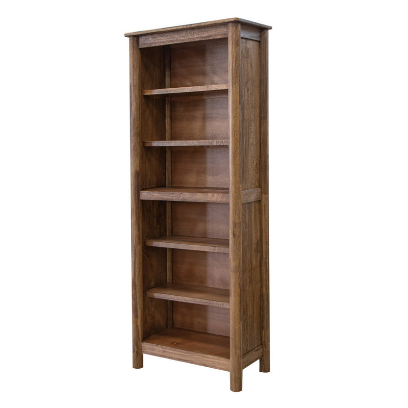 Olum 79 Inch Tall Bookcase, 6 Open Shelves, Solid Mango Wood Frame, Brown
